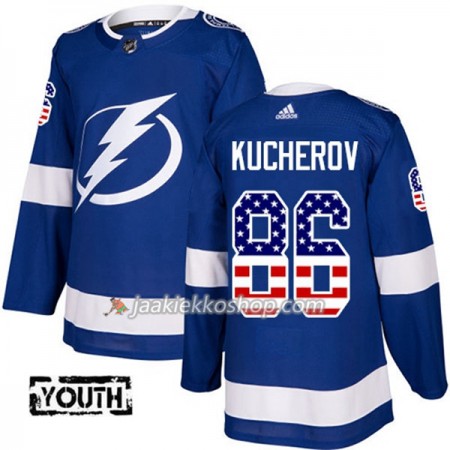 Lapsille NHL Tampa Bay Lightning Pelipaita Nikita Kucherov 86 Adidas 2017-2018 Sininen USA Flag Fashion Authentic